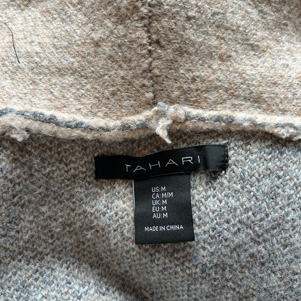 Fringed Beige, ivory and grey Patterned Women's Sweater - Picture 7 of 8